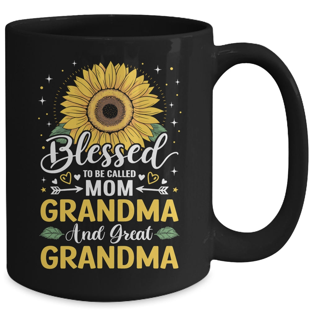 Blessed To Be Called Mom Grandma Great Grandma Mother's Day Sunflower Mug | teecentury