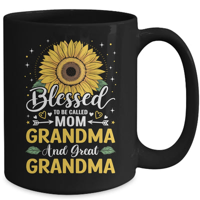 Blessed To Be Called Mom Grandma Great Grandma Mother's Day Sunflower Mug | teecentury
