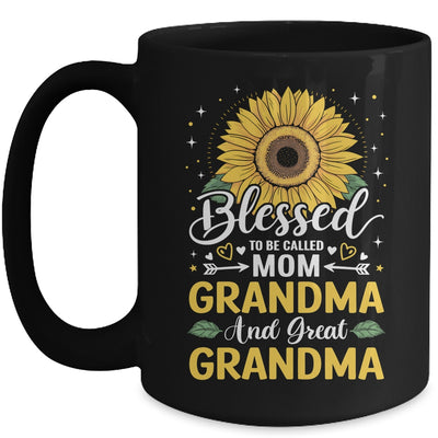 Blessed To Be Called Mom Grandma Great Grandma Mother's Day Sunflower Mug | teecentury