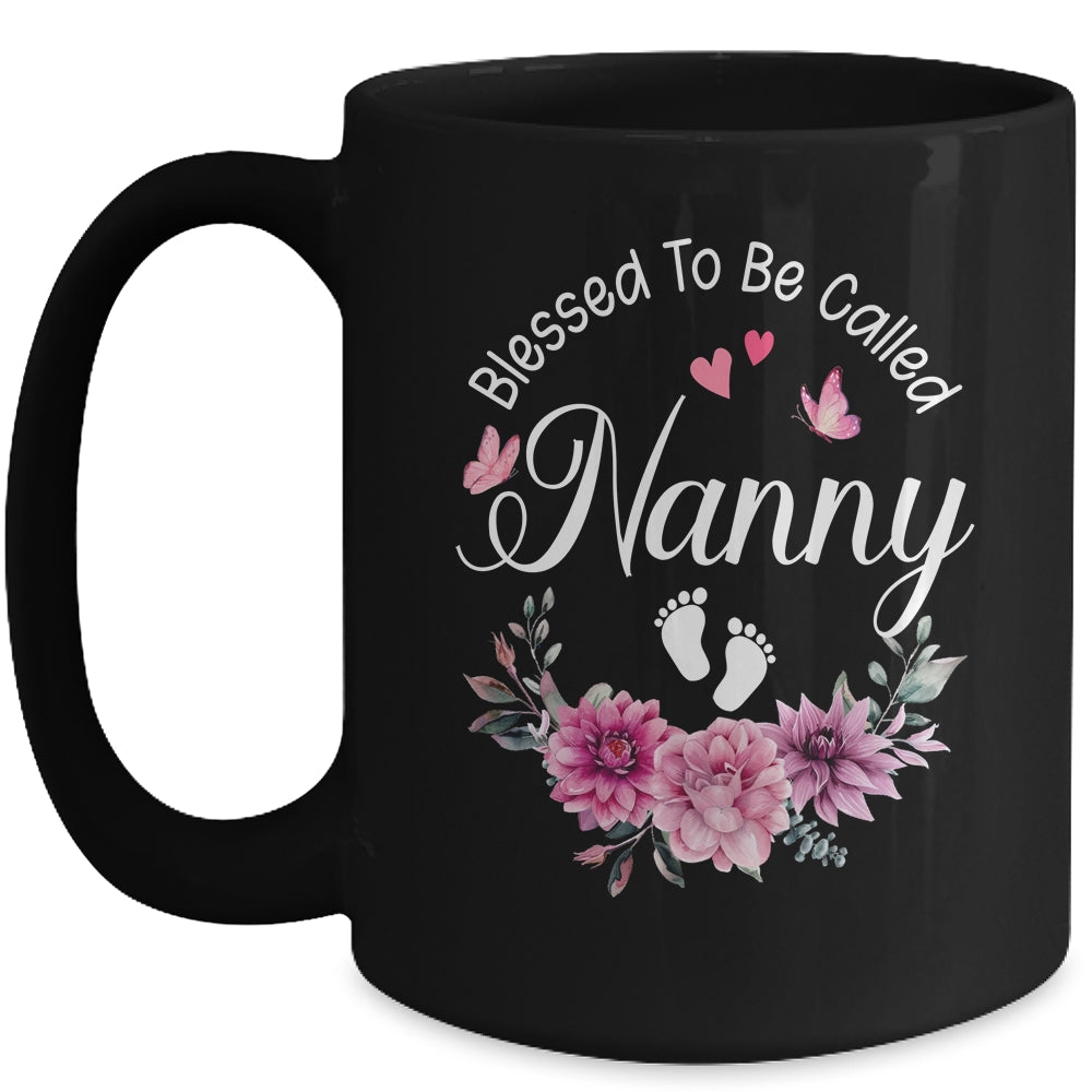 Blessed To Be Called Nanny Women Floral Decor Nanny Mug | teecentury