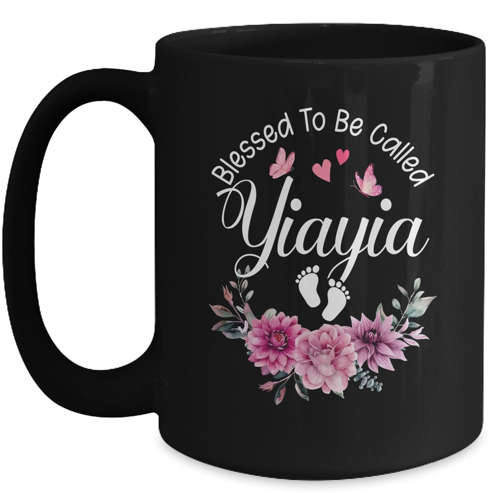 Blessed To Be Called Yiayia Women Floral Decor Yiayia Mug | teecentury