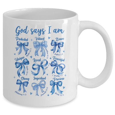 Blue Bow God Say I Am Christian Girl Women Bible Verse Jesus Mug | teecentury