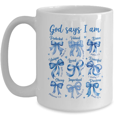 Blue Bow God Say I Am Christian Girl Women Bible Verse Jesus Mug | teecentury