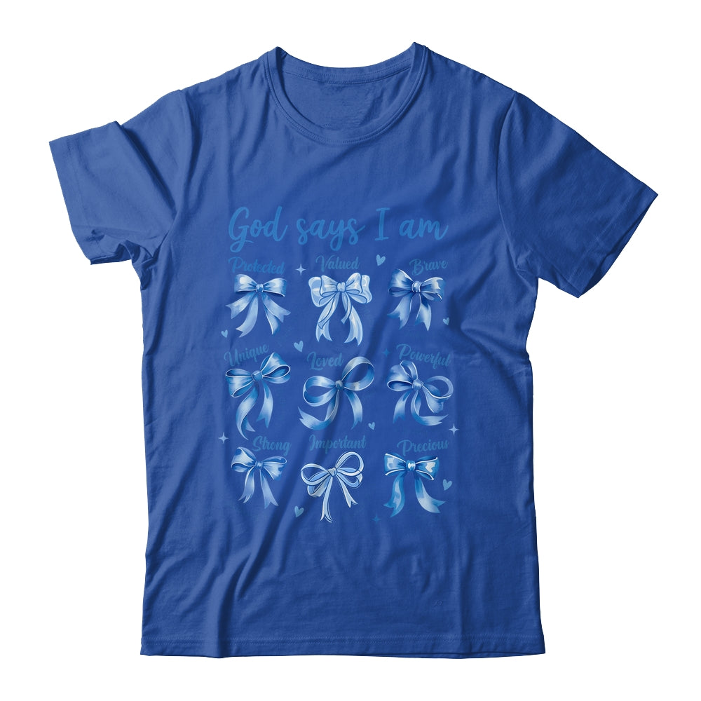 Blue Bow God Say I Am Christian Girl Women Bible Verse Jesus Shirt & Hoodie | teecentury