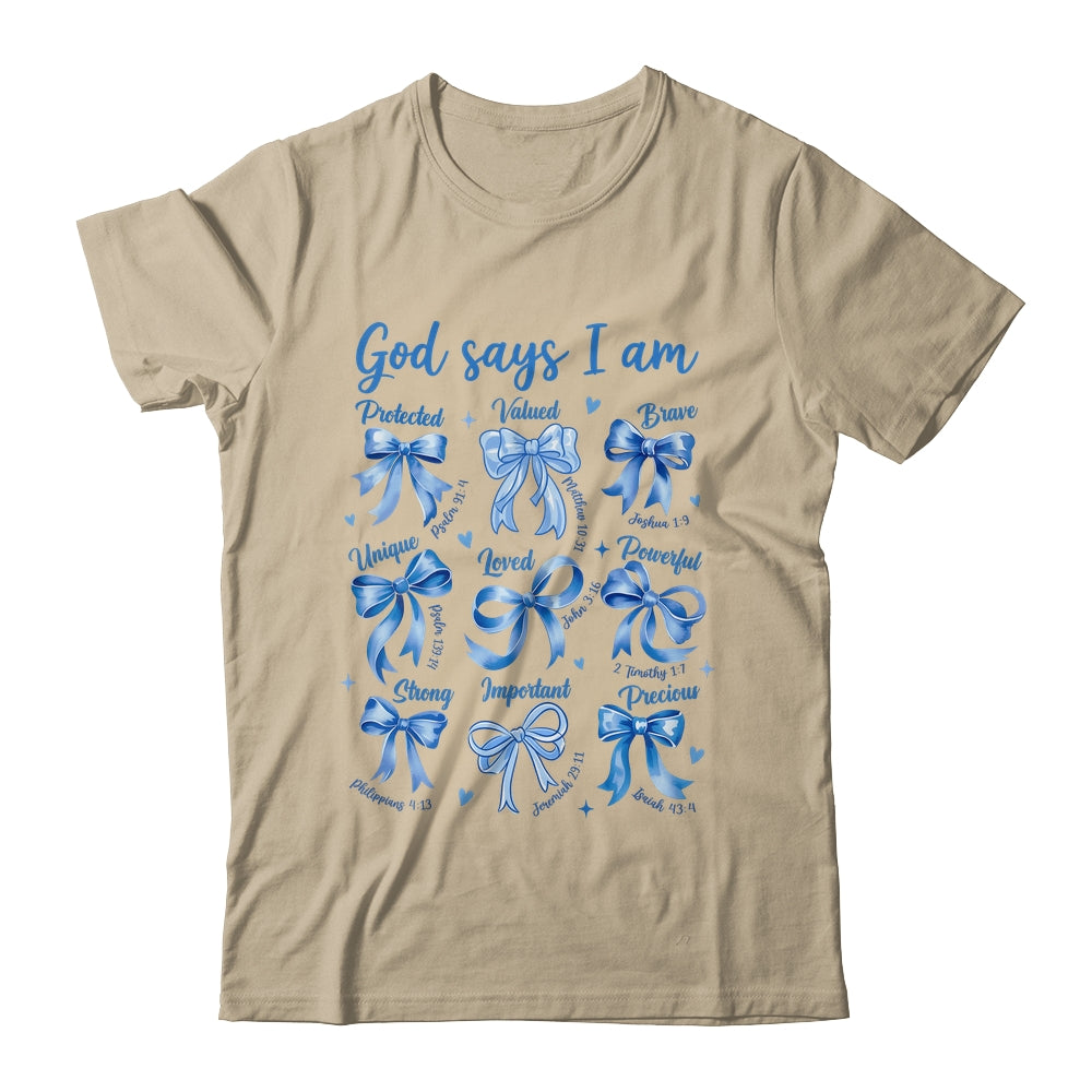 Blue Bow God Say I Am Christian Girl Women Bible Verse Jesus Shirt & Hoodie | teecentury