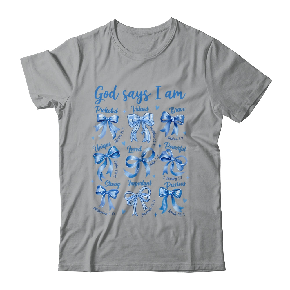 Blue Bow God Say I Am Christian Girl Women Bible Verse Jesus Shirt & Hoodie | teecentury