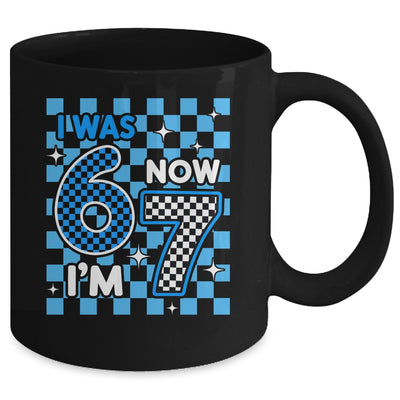 Blue Checkered I Was 6 Now I'm 7 Birthday Boy Bday Mug | teecentury