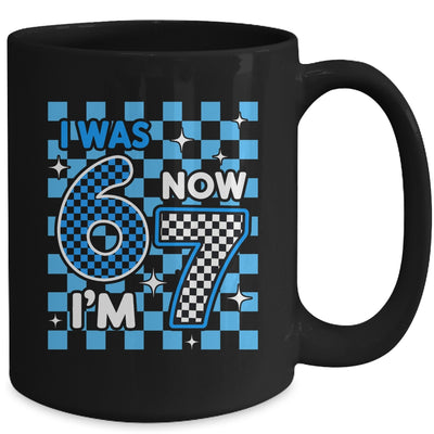 Blue Checkered I Was 6 Now I'm 7 Birthday Boy Bday Mug | teecentury