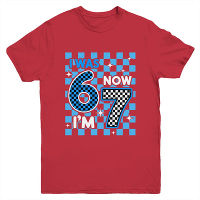 Blue Checkered I Was 6 Now I'm 7 Birthday Boy Bday Youth Shirt | teecentury