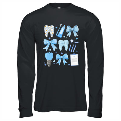 Blue Coquette Bow Cute Teeth Dentist Squad Dental Assistant Shirt & Hoodie | teecentury