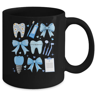 Blue Coquette Bow Cute Teeth Dentist Squad Dental Assistant Mug | teecentury