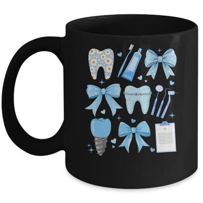 Blue Coquette Bow Cute Teeth Dentist Squad Dental Assistant Mug | teecentury