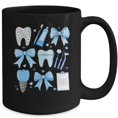 Blue Coquette Bow Cute Teeth Dentist Squad Dental Assistant Mug | teecentury