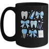 Blue Coquette Bow Cute Teeth Dentist Squad Dental Assistant Mug | teecentury