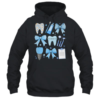Blue Coquette Bow Cute Teeth Dentist Squad Dental Assistant Shirt & Hoodie | teecentury