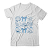 Blue Coquette Bow Seashell Retro Beach Summer Vibes Girls Shirt & Tank Top | teecentury