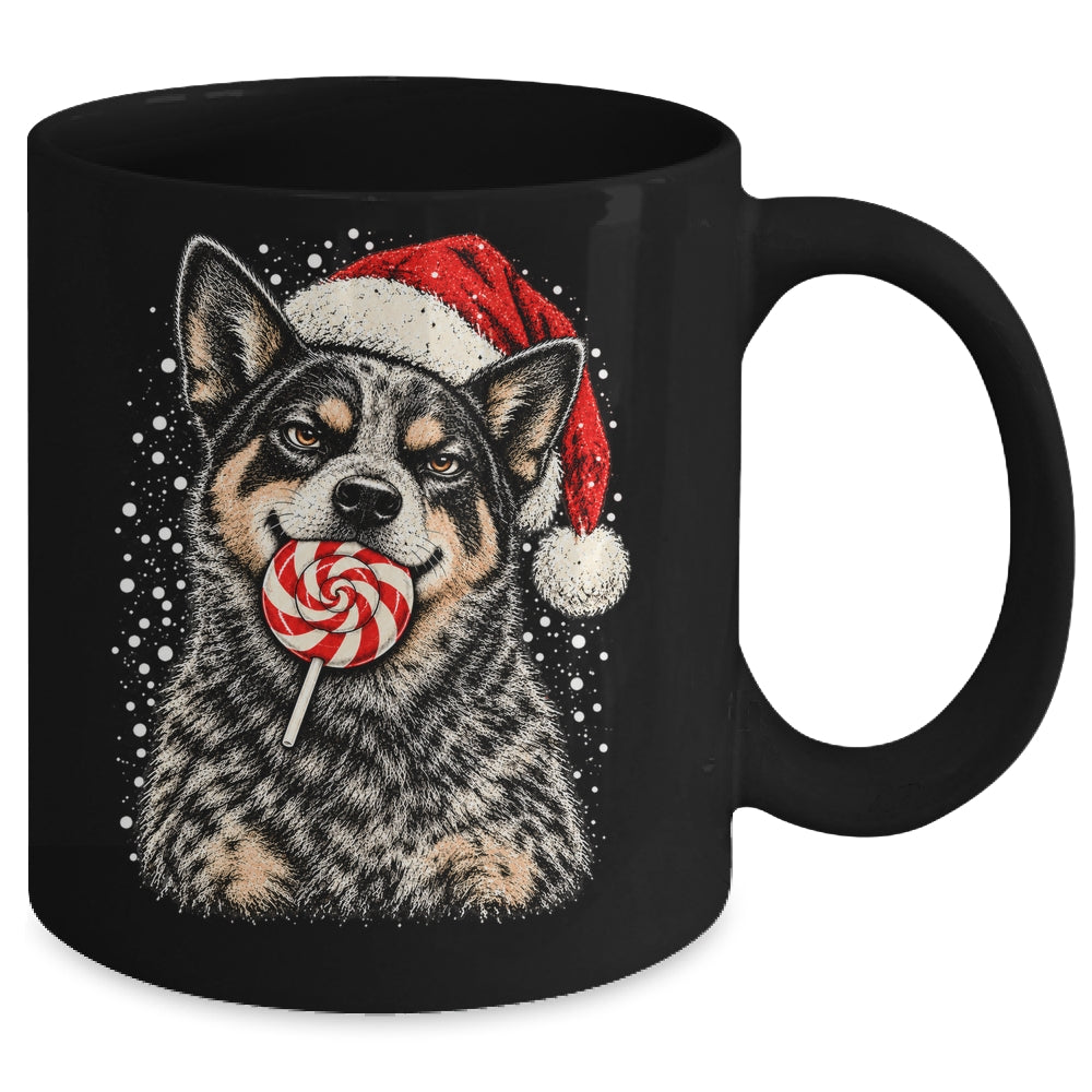 Blue Heeler Dog Christmas Santa Hat Candy Cane Funny Xmas Mug | teecentury