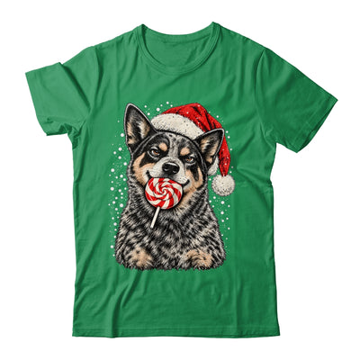 Blue Heeler Dog Christmas Santa Hat Candy Cane Funny Xmas Shirt & Sweatshirt | teecentury