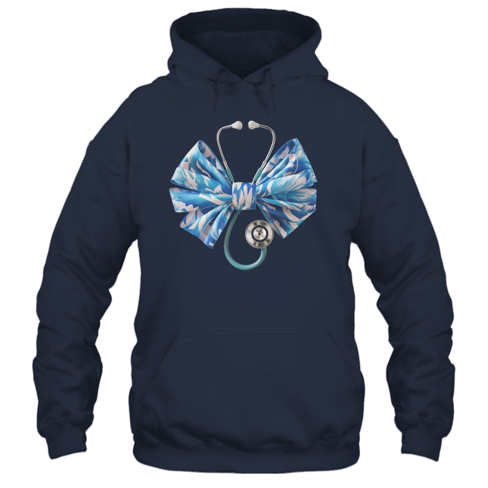 Blue Nurse Coquette Bow Stethoscope Nursing Medical Doctor Shirt & Tank Top | teecentury
