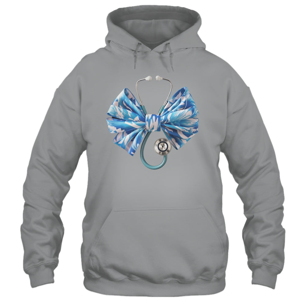Blue Nurse Coquette Bow Stethoscope Nursing Medical Doctor Shirt & Tank Top | teecentury