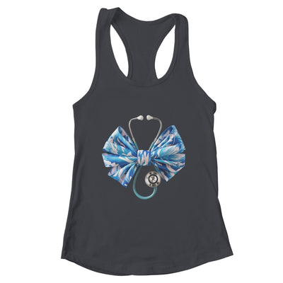 Blue Nurse Coquette Bow Stethoscope Nursing Medical Doctor Shirt & Tank Top | teecentury