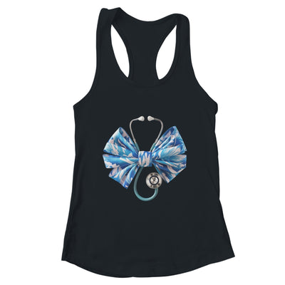 Blue Nurse Coquette Bow Stethoscope Nursing Medical Doctor Shirt & Tank Top | teecentury