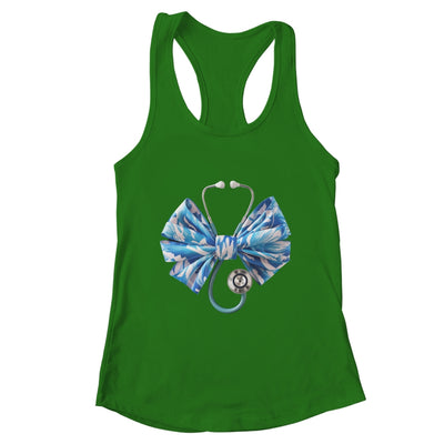 Blue Nurse Coquette Bow Stethoscope Nursing Medical Doctor Shirt & Tank Top | teecentury