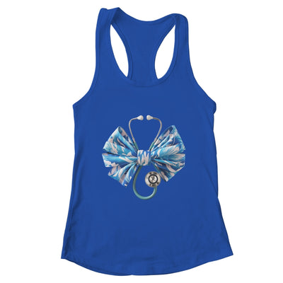 Blue Nurse Coquette Bow Stethoscope Nursing Medical Doctor Shirt & Tank Top | teecentury