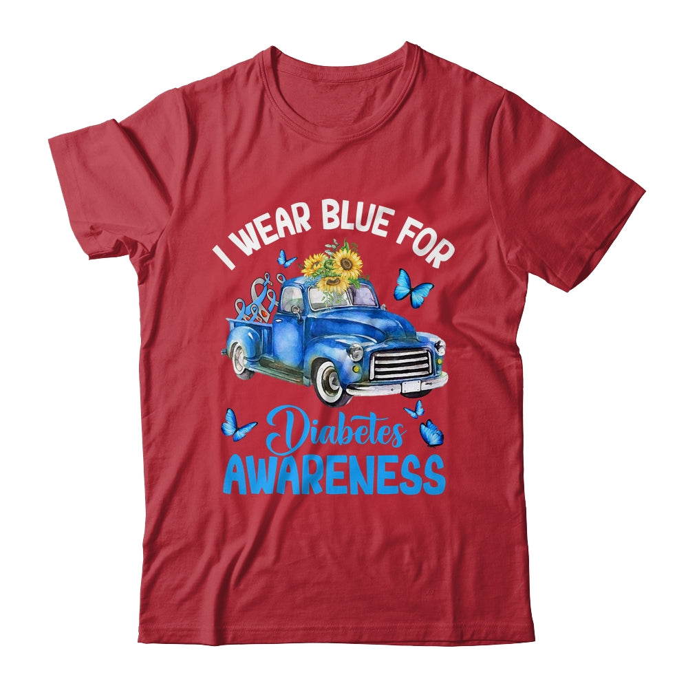 Blue Truck Sunflower I Wear Blue For Diabetes Awareness Shirt & Hoodie | teecentury