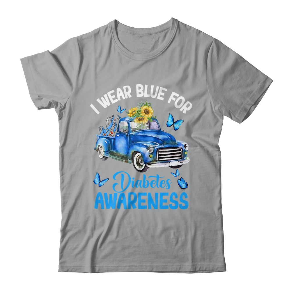 Blue Truck Sunflower I Wear Blue For Diabetes Awareness Shirt & Hoodie | teecentury