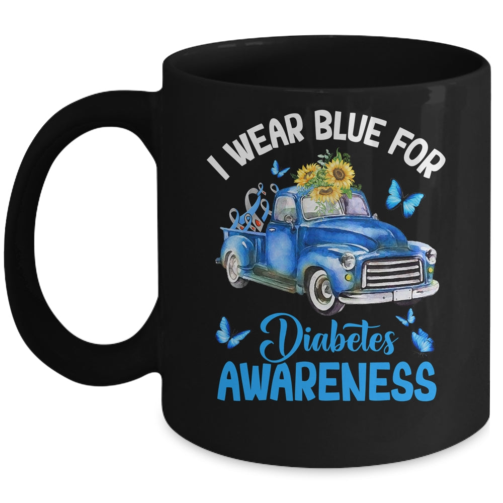Blue Truck Sunflower I Wear Blue For Diabetes Awareness Mug | teecentury
