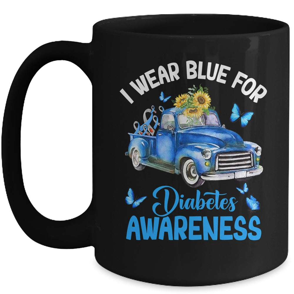 Blue Truck Sunflower I Wear Blue For Diabetes Awareness Mug | teecentury