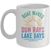 Boat Waves Sun Rays Lake Days Cute Retro 70s Summer Vacation Mug | teecentury