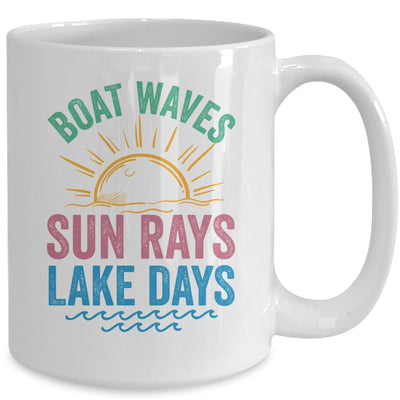 Boat Waves Sun Rays Lake Days Cute Retro 70s Summer Vacation Mug | teecentury