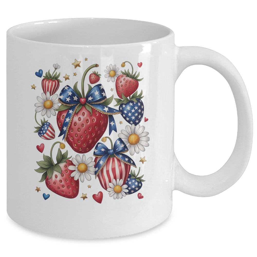 Boho 4th Of July Strawberry Patriotic Independence Day Mug | teecentury