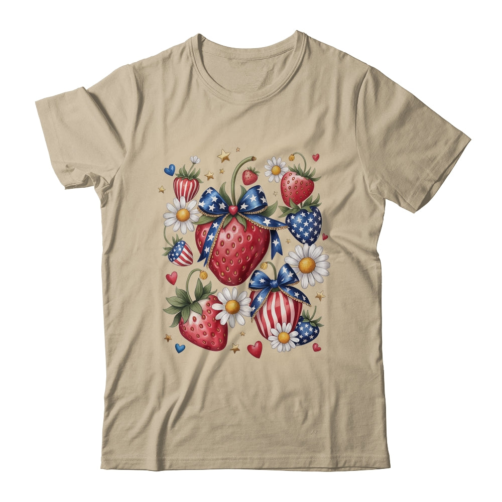 Boho 4th Of July Strawberry Patriotic Independence Day Shirt & Tank Top | teecentury