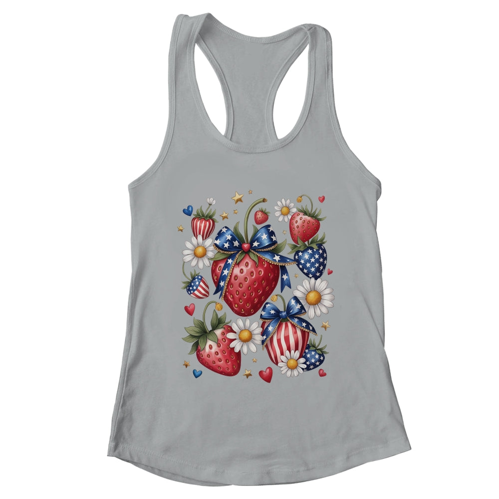 Boho 4th Of July Strawberry Patriotic Independence Day Shirt & Tank Top | teecentury