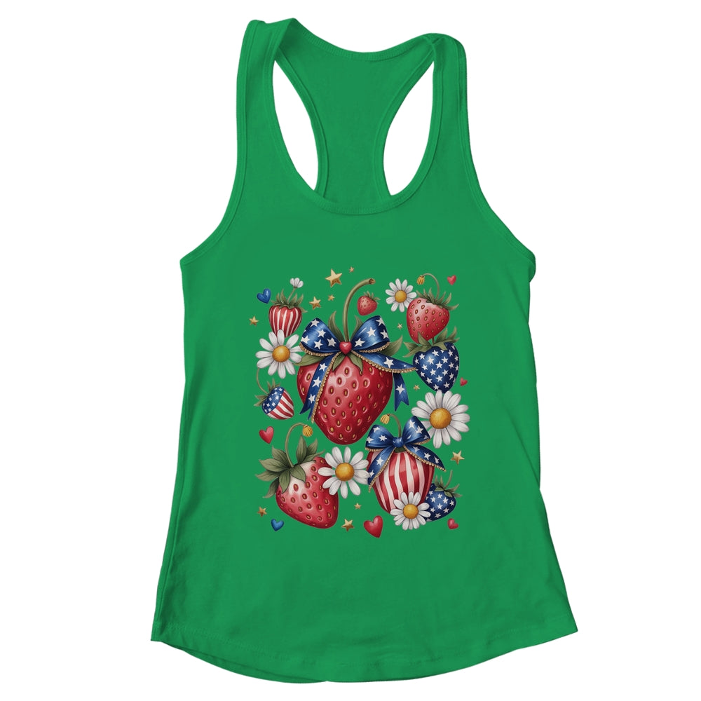 Boho 4th Of July Strawberry Patriotic Independence Day Shirt & Tank Top | teecentury