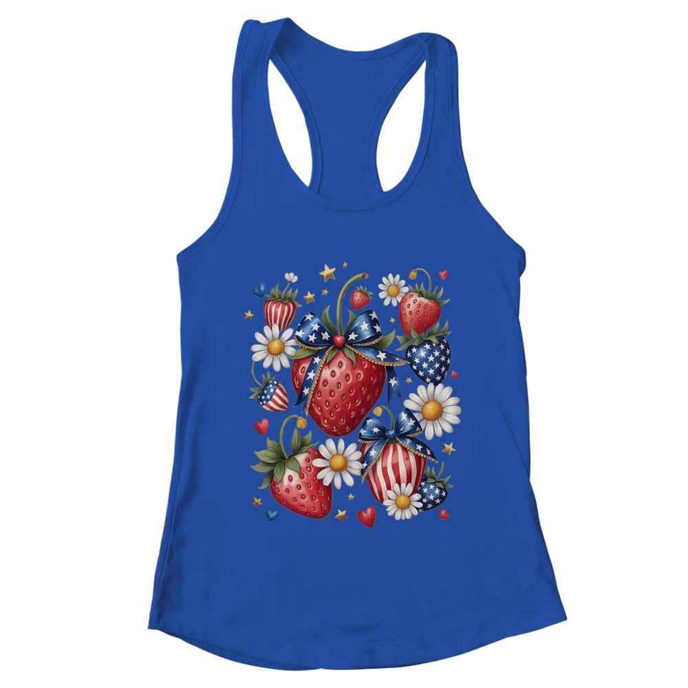 Boho 4th Of July Strawberry Patriotic Independence Day Shirt & Tank Top | teecentury