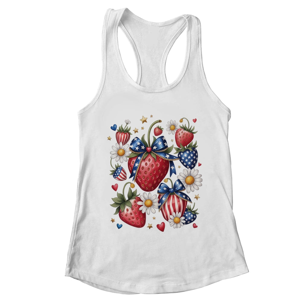 Boho 4th Of July Strawberry Patriotic Independence Day Shirt & Tank Top | teecentury
