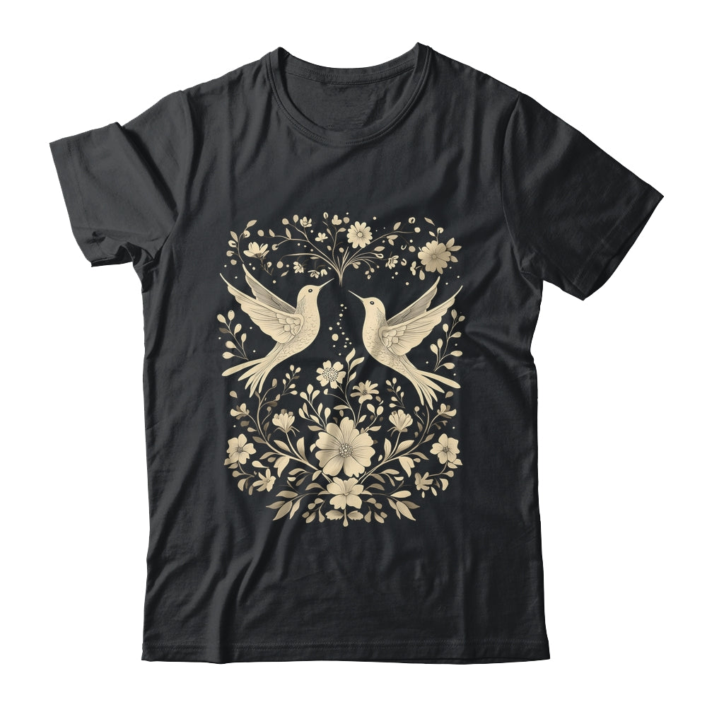 Boho Aesthetic Cottagecore Birds And Flower Floral Women Shirt & Tank Top | teecentury