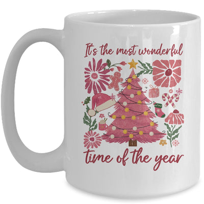 Boho Floral Christmas Tree Pink Christmas Xmas Girls Women Mug | teecentury