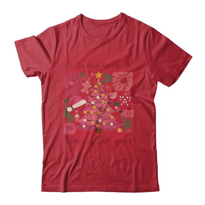 Boho Floral Christmas Tree Pink Christmas Xmas Girls Women Shirt & Sweatshirt | teecentury