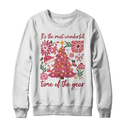 Boho Floral Christmas Tree Pink Christmas Xmas Girls Women Shirt & Sweatshirt | teecentury