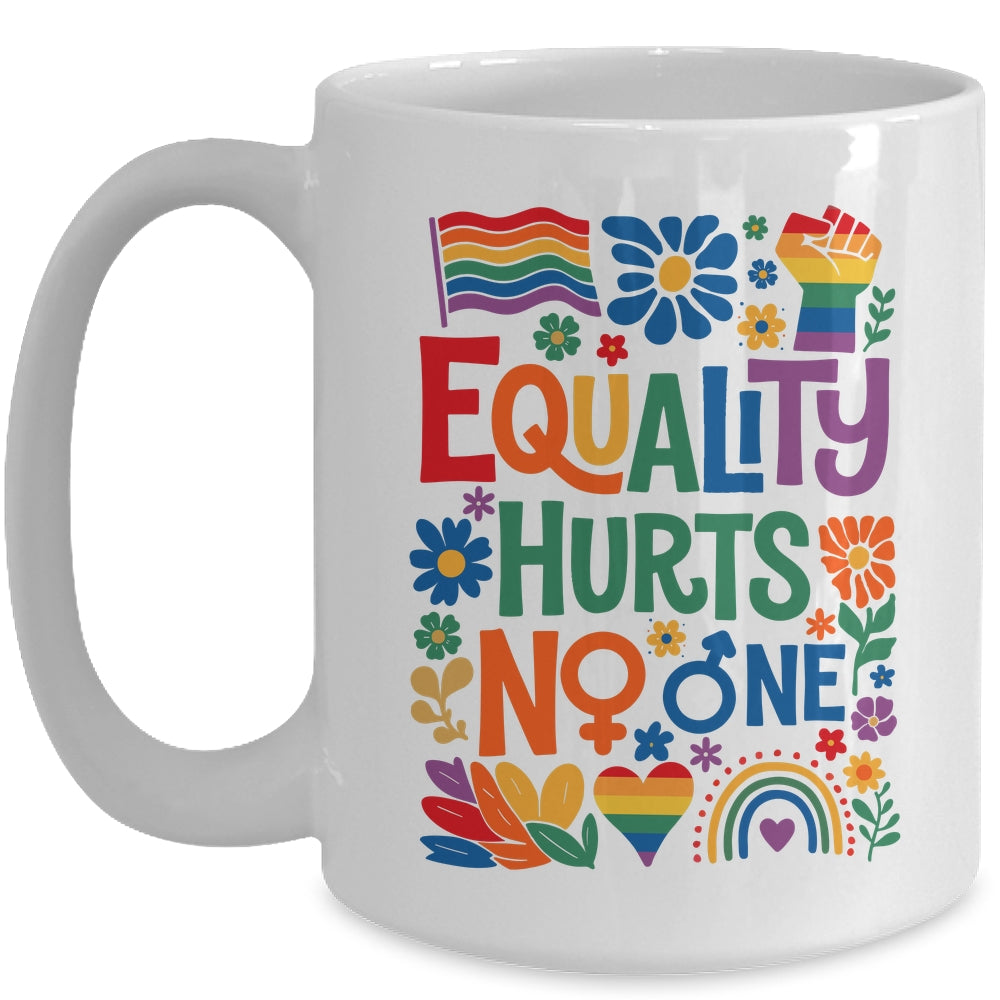 Boho Floral Equality Hurts No One Support LGBTQ Pride Month Mug | teecentury