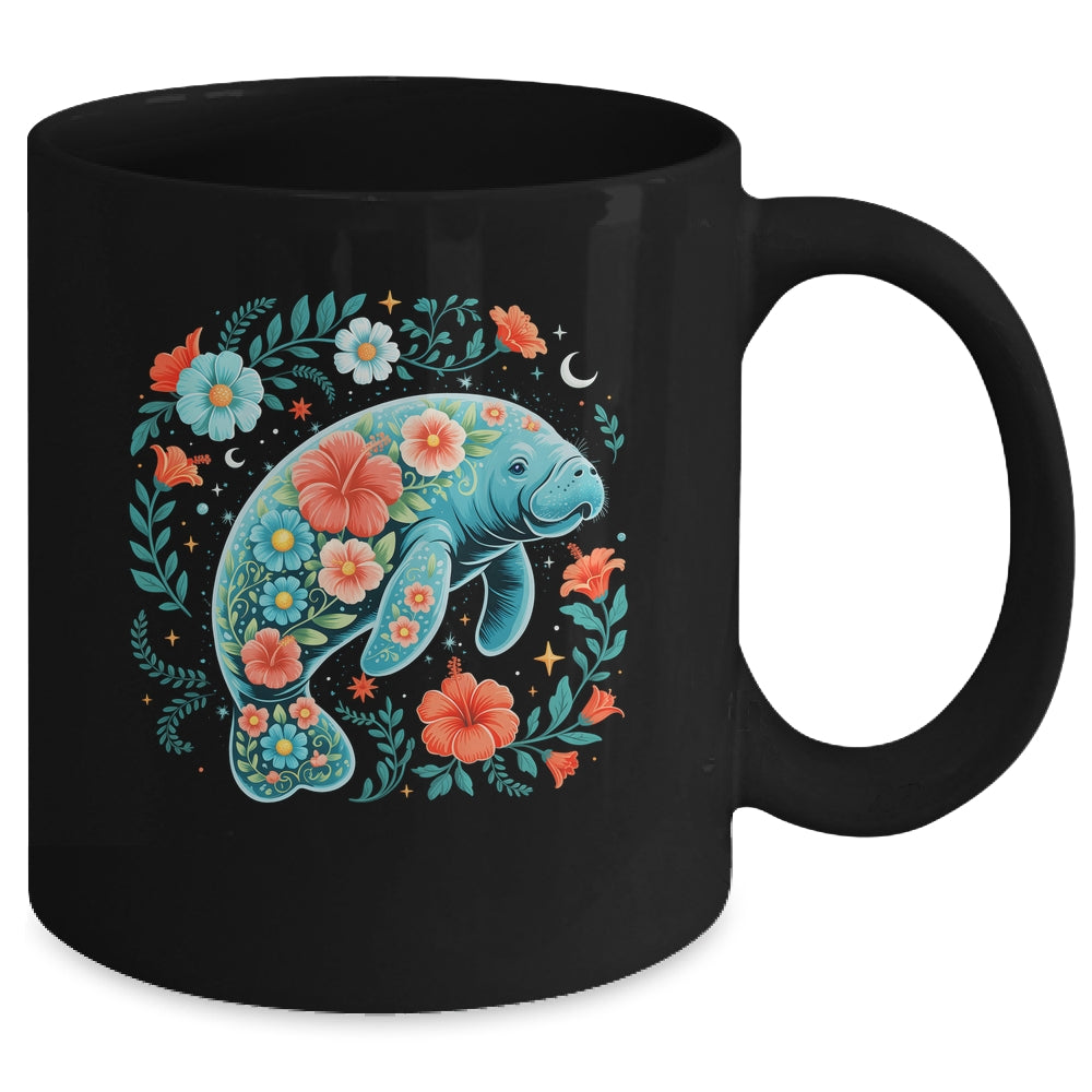 Boho Floral Manatee Summer Ocean Beach Lover Sea Animal Mug | teecentury