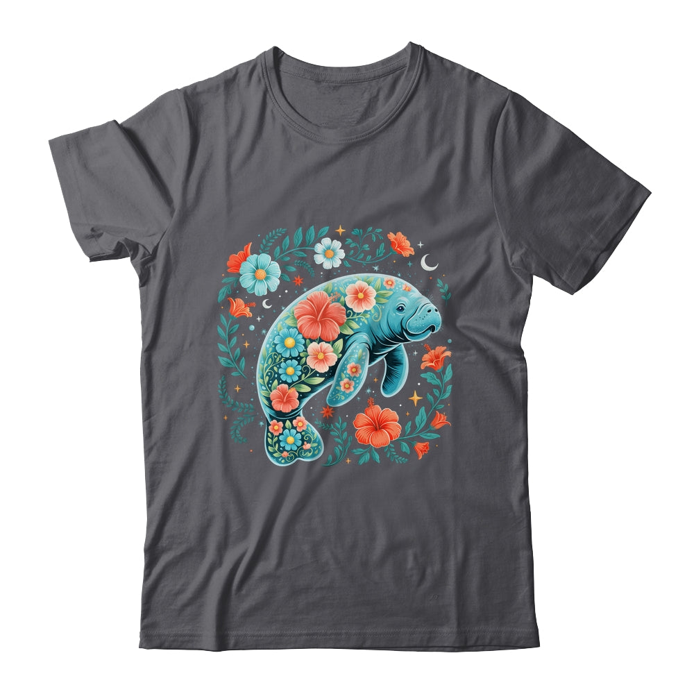 Boho Floral Manatee Summer Ocean Beach Lover Sea Animal Shirt & Tank Top | teecentury