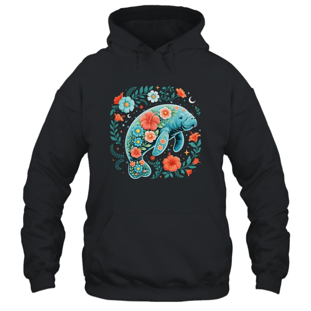 Boho Floral Manatee Summer Ocean Beach Lover Sea Animal Shirt & Tank Top | teecentury