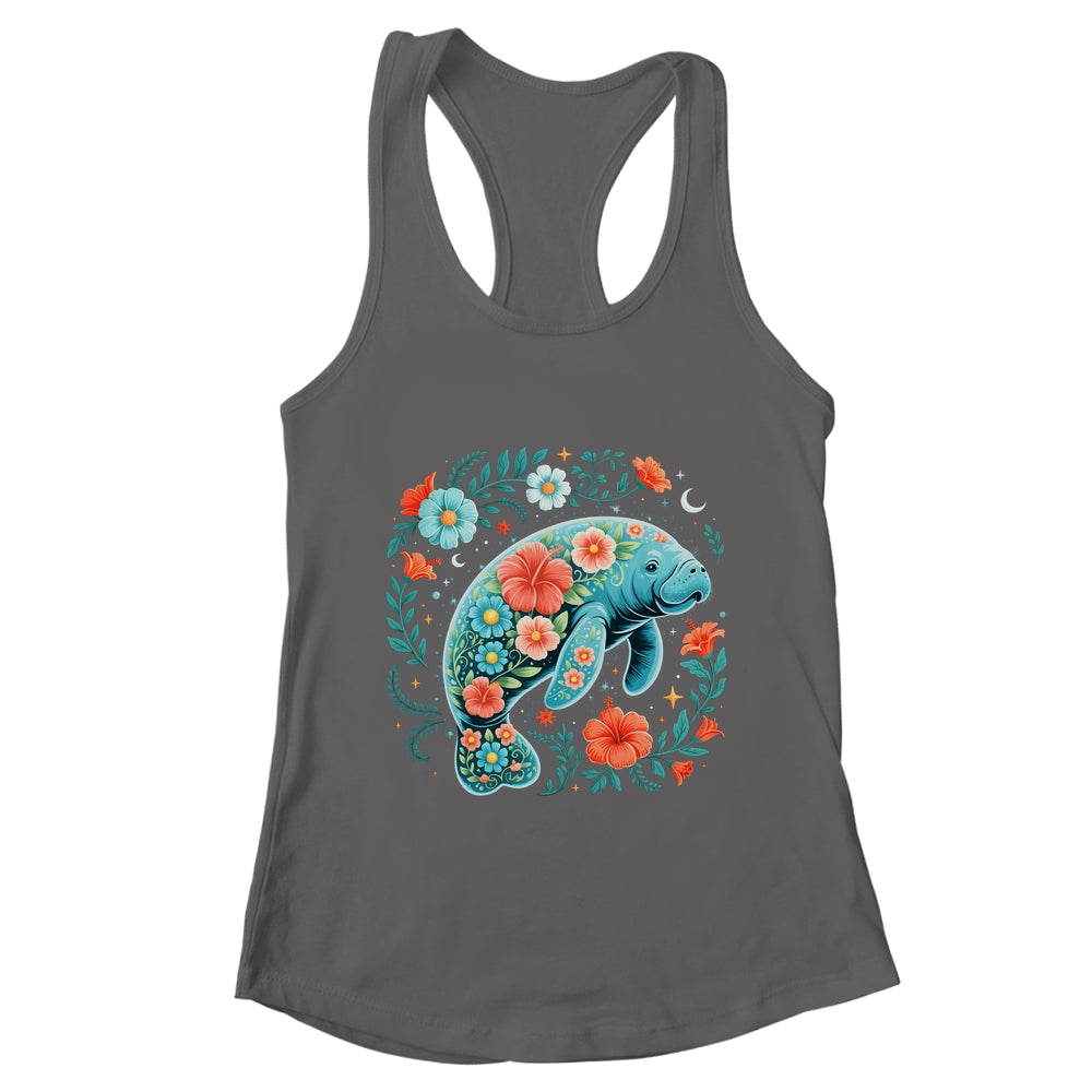 Boho Floral Manatee Summer Ocean Beach Lover Sea Animal Shirt & Tank Top | teecentury