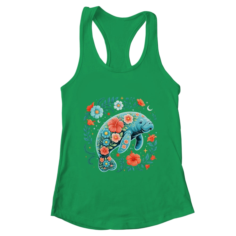 Boho Floral Manatee Summer Ocean Beach Lover Sea Animal Shirt & Tank Top | teecentury